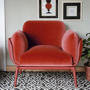 Sofá de lujo moderno para una sola persona, silla con patas de metal Rojas, de terciopelo, para oficina, apartamento, salón de belleza, hotel, Vestíbulo y dormitorio - Product Image 2