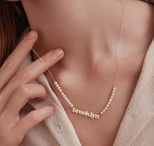 Ispirare gioielli Custom 18K oro placcato in acciaio inox <span class=keywords><strong>nome</strong></span> collana <span class=keywords><strong>con</strong></span> catene di perle personalizzate Design moda - Product Image 6