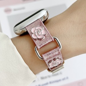 Forwelleny femmes diamant camélia paillettes <span class=keywords><strong>bracelet</strong></span> en <span class=keywords><strong>cuir</strong></span> <span class=keywords><strong>Bracelet</strong></span> pour <span class=keywords><strong>Apple</strong></span> <span class=keywords><strong>Watch</strong></span> série 11 10 9 8 7 Se 6 5 4 Ultra2 - Product Image 2