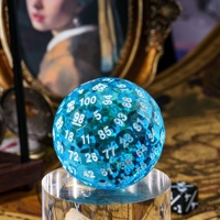 Pour D100 jeu de Puzzle polyédrique 100 côtés plateau de Puzzle sphérique acrylique bleu 50mm dés dans un emballage de boîte en métal