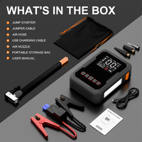 Démarreur de voiture portable 2400A anti-étincelles et résistant au feu, avec lumière LED, booster de batterie, batterie externe et pompe à air pour camion et moto