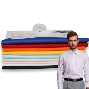 110-115gsm Kain Poplin Dicelup Katun Poliester Solid Tshirt Kain Tenun Polos Ringan TC Kain Kemeja Pria Ramping 115gsm