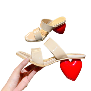Latest High Heel Shoes for Women Unique Trendy Summer Open Toe Chunky Heel EVA Sandals Heart Luxury - Product Image 1