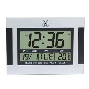 KH-CL111 Big Size Jumbo LCD Display Measuring Temperature Calendar Digital Hanging Alarm Wall Clock