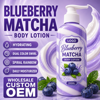 Lotion Corporelle Hydratante Myrtille & Matcha 200ml – Spirale Bicolore Arc-en-ciel – Hydratant Quotidien – Vente en Gros & Personnalisation OEM