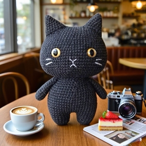 Kit per un gatto all'uncinetto fatto <span class=keywords><strong>a</strong></span> mano, grazioso gatto lavorato <span class=keywords><strong>a</strong></span> maglia in filato di cotone, tutorial video per regalo e decorazione per la casa, kit fai da te per un gatto all'uncinetto - Product Image 3