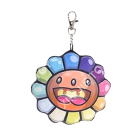 Porte-clés en peluche personnalisé en forme de tournesol, breloque de sac en forme de fleur arc-en-ciel, porte-clés en peluche de dessin animé