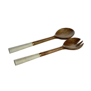 ชุดอุปกรณ์เสิร์ฟสลัดทำมือจากไม้มะม่วงลายหินอ่อน เป็นมิตรกับสิ่งแวดล้อม ประกอบด้วยช้อน ส้อม และอุปกรณ์สลัดสำหรับห้องครัว เหมาะเป็นของขวัญ - Product Image 1