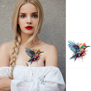 Autocollant de tatouage temporaire fleurs et papillons, imperméable, longue durée, coloré, pour le corps, pour filles et femmes, usage professionnel - Product Image 1