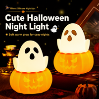 Lampe de nuit LED en silicone en forme de citrouille fantôme pour Halloween, nouveauté décorative pour le Festival des Fantômes, vente chaude