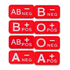 Parche de Grupo Sanguíneo 3D de PVC, Logotipo de Goma en Varios Colores con Superficie de Gancho - Product Image 1