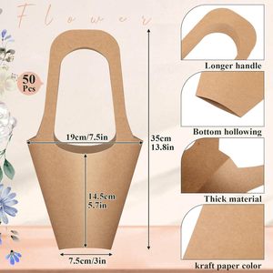 Bolsas de Regalo de Papel Kraft con Asas para Flores, Porta Ramos para Bodas, Decoración de San Valentín, <span class=keywords><strong>Floristería</strong></span> - Product Image 2