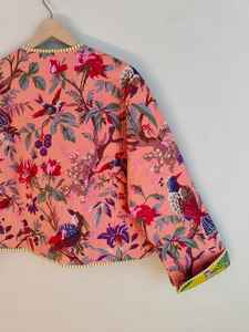 Chaqueta Bomber Ecológica Acolchada de Algodón con Estampado Floral para Mujer, Chaqueta Corta Boho Hecha a Mano, Ropa de Abrigo de Invierno Reversible Estándar - Product Image 5