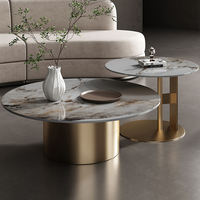 Ensemble de tables basses de luxe en pierre frittée, tables gigognes rondes modernes, mobilier de salon de designer italien