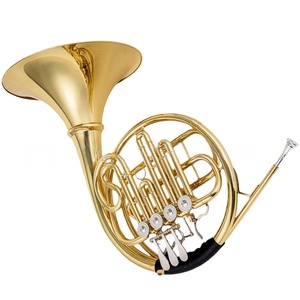 Trompa Francesa Lacada en Oro con Llave en Si Bemol, Cuatro Llaves Divididas, Instrumento de Viento de Madera, Instrumentos Musicales de Banda de Metales - Product Image 1