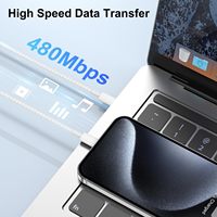 Câble USB-C tressé en nylon PD 60W 1M, charge rapide 3A, transfert de données 20 Gbit/s pour iPhone 18 17 16 15 Pro Max