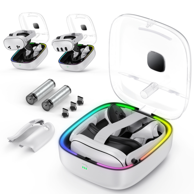 Charging Dock for Meta Quest3/3S VR Glasses Controllers Magnetic Storage Box Includes Battery Pack