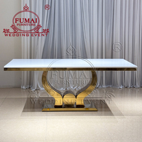 Dîner de mariage européen Table à manger de luxe en MDF avec cadre en acier inoxydable