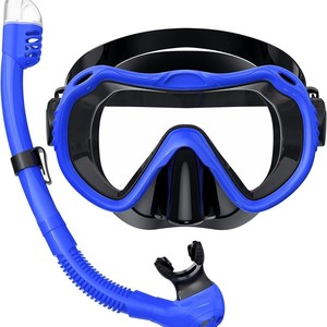 Snorkeling Mask Set Full Face Diving Goggles With Snorkel Tempered Glass Lenses For Adults And Kids Swimming Pool Beach Use - Product Image 4