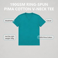 T-shirt col en V pour homme, 100% coton Pima 190 GSM, filé à l'anneau, design personnalisé, finition soignée, décontracté, fournisseur en gros