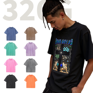 SHENGSHI hommes t-shirt coton en vrac 320g surdimensionné col rond doux vêtement lavage tendances salle de sport avec impression personnalisée t-shirt de course pour équipe bas quantité minimale de commande - Product Image 1