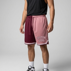 Shorts de basketball respirants pour hommes en maille 100 % polyester, imprimés par transfert thermique, blocs de couleur, bande latérale avant, cordon de serrage, personnalisables - Product Image 4