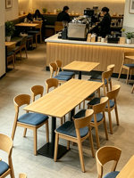 Ensemble table et chaises de style japonais minimaliste moderne pour café, salon de thé, restaurant, en bois massif avec dossier, mobilier de restaurant KIOSIT