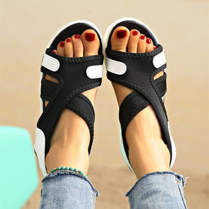 Sandali 2025 estivi <span class=keywords><strong>con</strong></span> zeppa a punta aperta da <span class=keywords><strong>donna</strong></span> <span class=keywords><strong>scarpe</strong></span> sportive Casual in <span class=keywords><strong>Velcro</strong></span> <span class=keywords><strong>con</strong></span> suola spessa Slip-On per il sud-est - Product Image 4