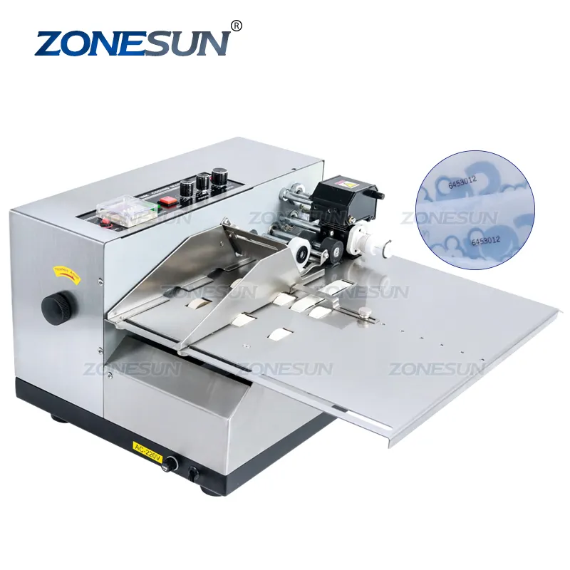 ZONESUN 3-30CM MY-380FW Produire Sèche Solide Rouleau D'encre Codage Carte Sac Continue Date Imprimante Machine