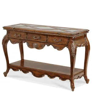 Mesa de console clássica luxuosa estilo francês consolas de madeira mesa de console antiga de alta qualidade com espelho