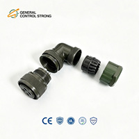 Connecteur d'alimentation étanche IP67 en alliage d'aluminium haute tension à 4 cœurs, norme militaire MS3108A20-4S, coudé à 90°