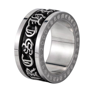 Men's <b>Titanium</b> Steel Rotating <b>Ring</b> With Cross And Alphanumeric Script Design For Hip Hop Punk Style Jewelry Gift - Product Image 5