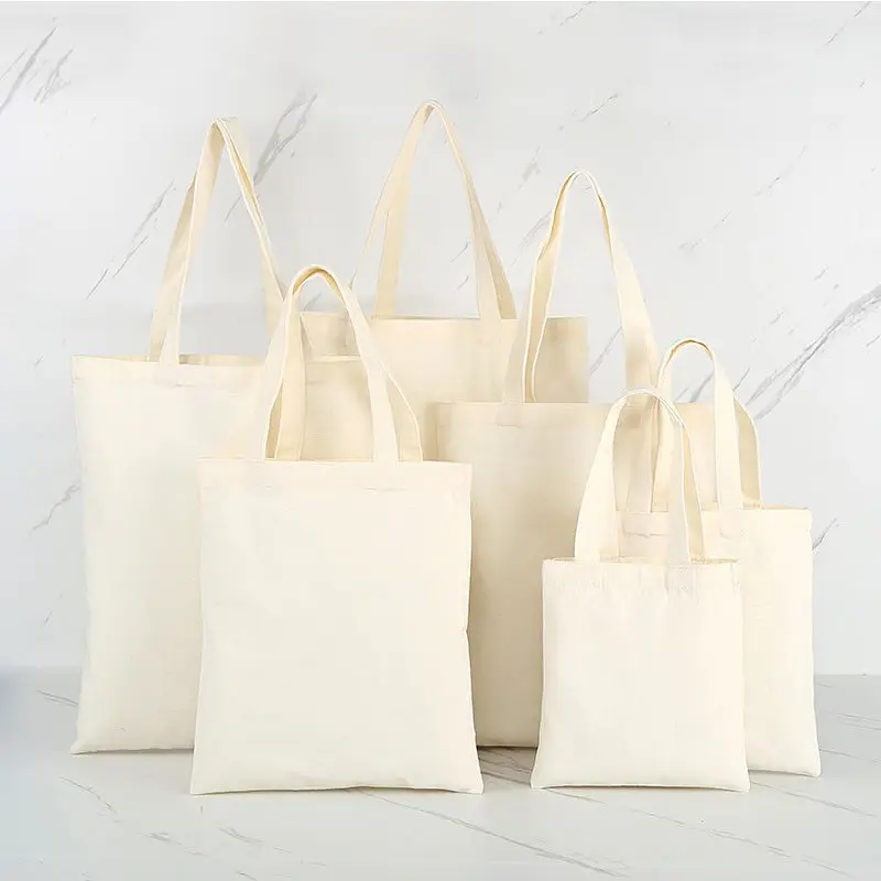 Wholesale Custom Print Logo Cheap Reusable Shopping Bags Plain White Blank Cotton Canvas Tote Bag