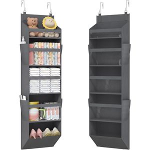 Organizador para colgar sobre la puerta, 9 bolsillos, almacenamiento colgante gris oscuro con ventana transparente para detrás de puertas y paredes, estante de almacenamiento ordenado - Product Image 1