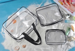 3 Pack PVC Clear Waterproof Quart Size Travel Makeup Cosmetic <b>Toiletry</b> <b>Bag</b> Transparent Organizer <b>Bags</b> <b>for</b> Women and <b>Men</b> - Product Image 3