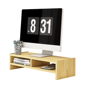 Bureau en bois massif à faire soi-même, support de moniteur à 2 niveaux avec étagères de rangement <span class=keywords><strong>pour</strong></span> ordinateur, iMac, <span class=keywords><strong>imprimante</strong></span>, ordinateur <span class=keywords><strong>portable</strong></span> - Product Image 1