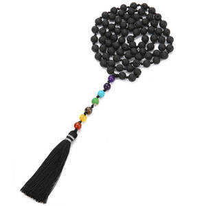 Collier <span class=keywords><strong>mala</strong></span> tibétain naturel, avec perles incrustées, chakras, style indien, collection 108 - Product Image 3