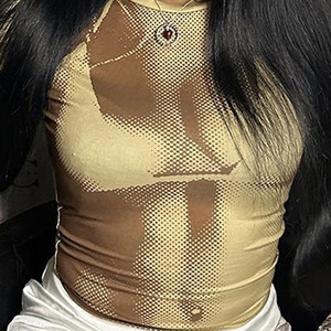 Camisetas de mujer Tops cortos para niñas Camiseta sexy de moda 3D Body Printed Tee Ladies Sheer Tops para niñas - Product Image 4