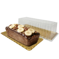 Boîte à gâteau rectangulaire en gros, emballage doré pour gâteau roulé, boîte alimentaire en plastique PET de qualité alimentaire pour longs gâteaux en barre avec couvercle transparent