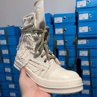 Chaussures décontractées unisexes en toile à semelle épaisse style Paris, avec pompons vieillis, baskets montantes rétro, tendance américaine, pour hommes