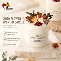 Lilin Aroma Bunga Kering Berbahan Lilin Kedelai Buatan Tangan Beeman dalam Stoples Kaca, Lilin Pewangi Rumah, Hadiah Dekorasi, Label Pribadi, Grosir