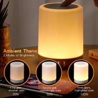 Popular Altavoz Portátil Táctil Inteligente Inalámbrico con Bluetooth y Luz de Noche LED Multicolor Lámpara de Mesita de Noche Compatible con Tarjeta TF y AUX