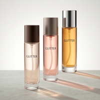 Vente en gros de flacons de parfum en verre cristal de luxe de 5 ml, 10 ml, 15 ml, surface transparente, impression, forme cylindrique, couvercles, Jiangsu, pour cadeau