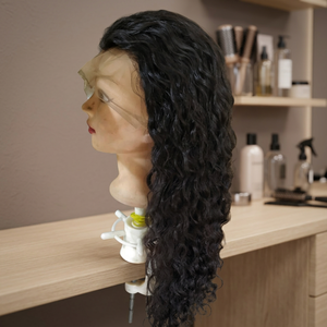 Perruques en cheveux indiens, Lace Front Wig, Ondulations profondes, Fibre ignifuge à basse température, Brun moyen, Dentelle, Ligne de cheveux naturelle, Sans colle, Petites/grandes tailles - Product Image 6