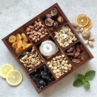 Plateau en bois multi-compartiments, plateau de service en bambou avec 9 sections, plateau à collation divisé en bois, boîte de rangement pour noix
