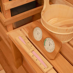 Canadian Red Cedar Barrel <b>Cube</b> Sauna Outdoor Wet Dry Sauna Room with LED <b>Lights</b> - Product Image 5