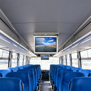 QZ-1701 OSK Moniteur LCD de bus de toit de 17 pouces Écran de bus de plafond pliant avec port d'entrée <span class=keywords><strong>HDMI</strong></span>/AV 12V 24V - Product Image 1