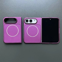 Étui magnétique pliable en métal couleur mate effet peau AG pour iPhone Duo, compatible charge sans fil, protection antichoc, coque rigide