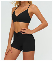 Soutien-gorge de sport respirant et anti-plis à maintien élevé, col en V, avec bretelles croisées réglables au dos, 100 % nylon, couleur unie