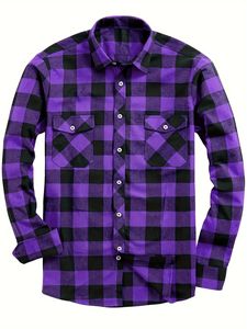 Chemises décontractées à <span class=keywords><strong>carreaux</strong></span> en flanelle de coton pour hommes, à manches longues, avec doubles poches, motif buffle <span class=keywords><strong>rouge</strong></span> <span class=keywords><strong>et</strong></span> <span class=keywords><strong>noir</strong></span>, boutonnées, vente en gros, OEM - Product Image 5